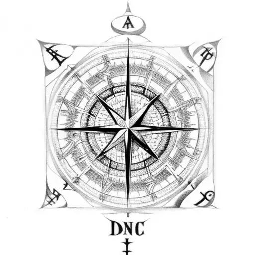An intricate compass rose incorporating Christian symbols tattoo design idea