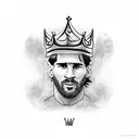 lionel messi with a crown tattoo design idea