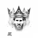 lionel messi with a crown tattoo design idea