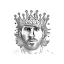 lionel messi with a crown tattoo design idea