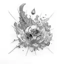 "I'm seeking a truly unique tattoo for my right upper arm, and I'd like to fuse two distinct elements into a single, har tattoo design idea