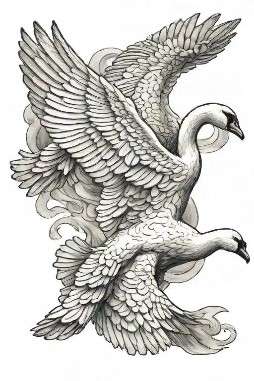 white swan flying  tattoo design idea