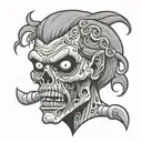 cartoon sexy zombie head tattoo design idea