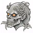 cartoon sexy zombie head tattoo design idea