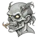 cartoon sexy zombie head tattoo design idea
