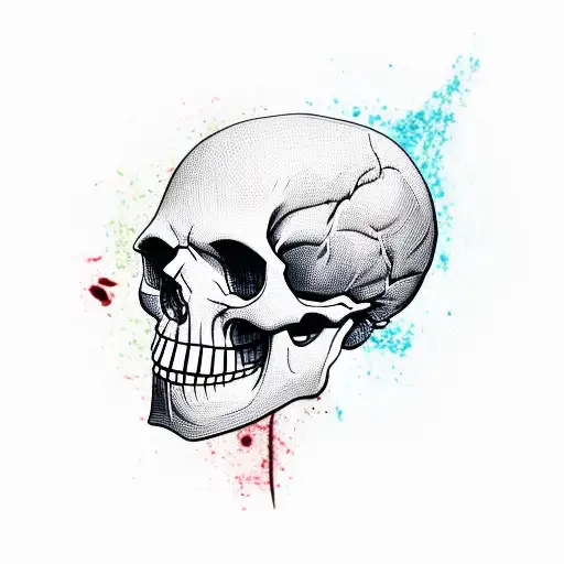 skull with rotting rotting brain tattoo design idea