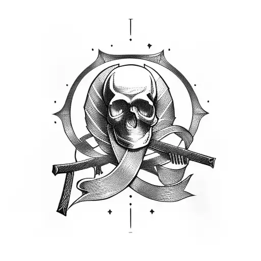 skull with a cross sword  tattoo design idea