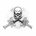 skull with a cross sword  tattoo design idea