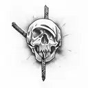 skull with a cross sword  tattoo design idea
