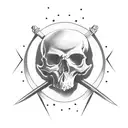 skull with a cross sword  tattoo design idea