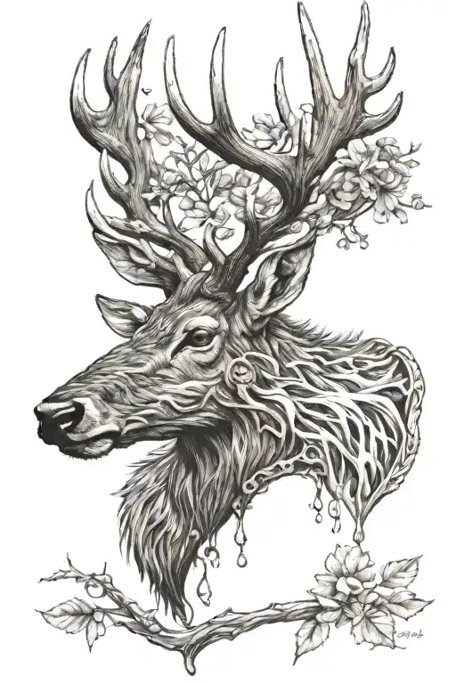 elk antler tattoo design idea