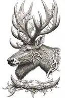 elk antler tattoo design idea
