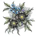 blackthorn shalalee with blackthorn berries and flowers on a shalalee  tattoo design idea