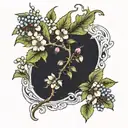 blackthorn shalalee with blackthorn berries and flowers on a shalalee  tattoo design idea
