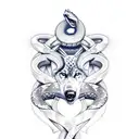 A symbolic representation of two wolves and a snake intertwined, forming a powerful Viking symbol tattoo design idea