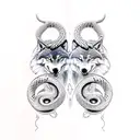 A symbolic representation of two wolves and a snake intertwined, forming a powerful Viking symbol tattoo design idea