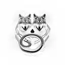A symbolic representation of two wolves and a snake intertwined, forming a powerful Viking symbol tattoo design idea