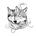 A symbolic representation of two wolves and a snake intertwined, forming a powerful Viking symbol tattoo design idea