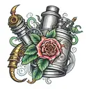 self sabotaging suicide machine tattoo design idea