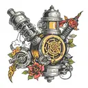 self sabotaging suicide machine tattoo design idea