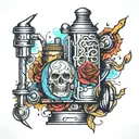 self sabotaging suicide machine tattoo design idea