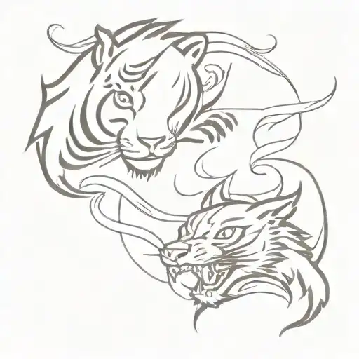 a chinese tiger and a candian dragon tattoo design idea
