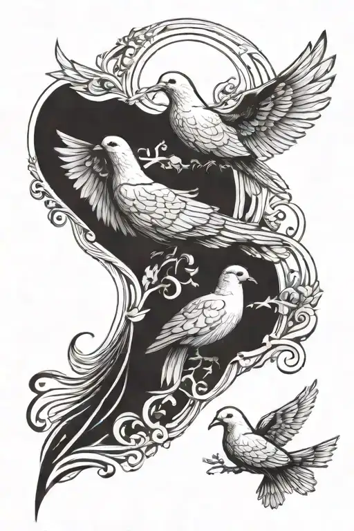 3 Biblical Doves  tattoo design idea