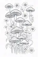 hippie inspired flowers and mushrooms   tattoo design idea