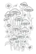 hippie inspired flowers and mushrooms   tattoo design idea