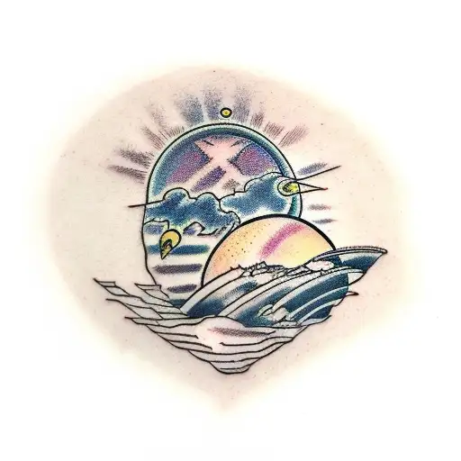 saturn and pluto tattoo design idea