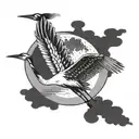  Crane flying over the moon tattoo design idea