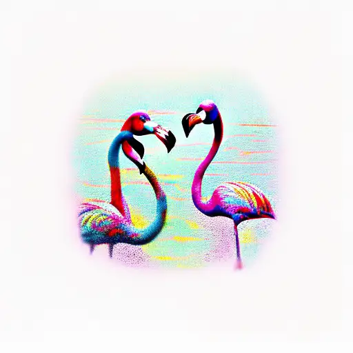 flamingos with necks together tattoo design idea