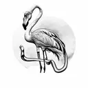 ribbon shaped flamingo  tattoo design idea