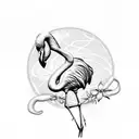 ribbon shaped flamingo  tattoo design idea