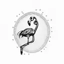 ribbon shaped flamingo  tattoo design idea