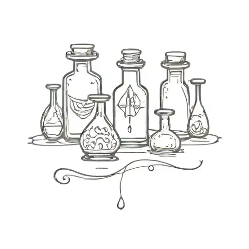 Potion bottles arranged tattoo design idea