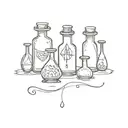 Potion bottles arranged tattoo design idea