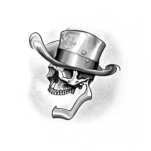 skull with top hat, Harley-Davidson logo metallic at bottom with flames coming from back tattoo design idea