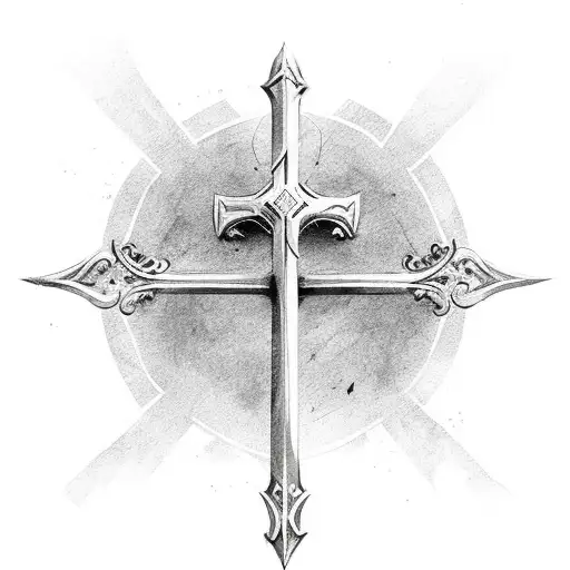 Christian Cross sword wise quote  tattoo design idea