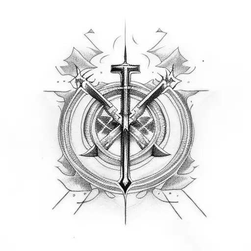 Christian Cross sword wise quote  tattoo design idea