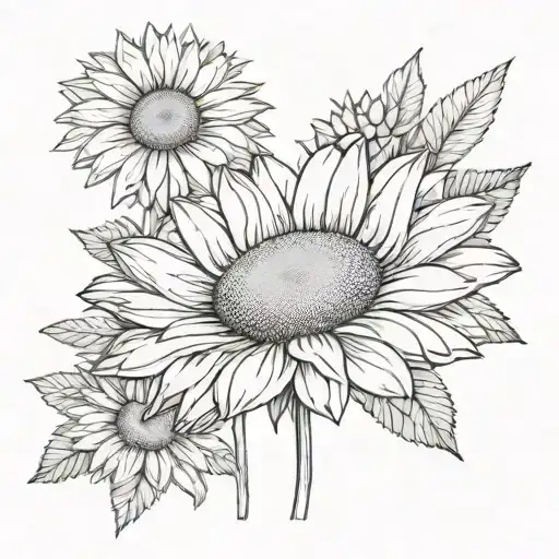 half daisy half sun tattoo design idea
