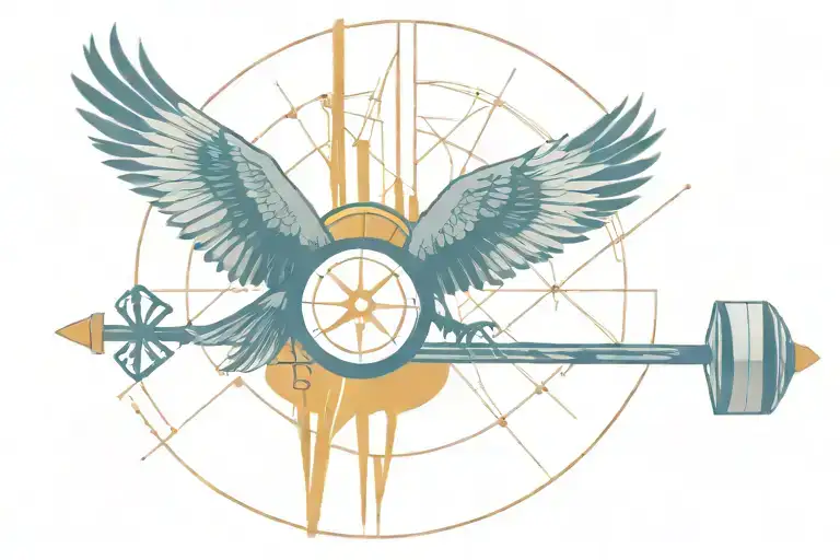 Hawk and drum sticks crossed tattoo design idea