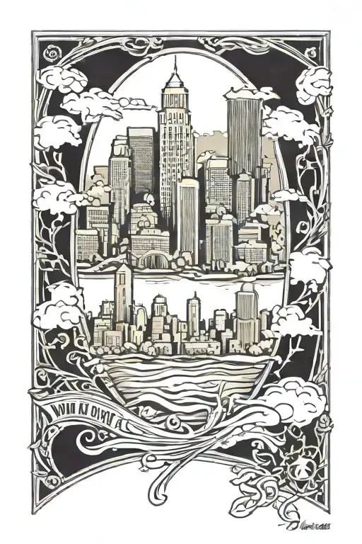 Detroit skyline tattoo design idea