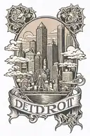 Detroit skyline tattoo design idea