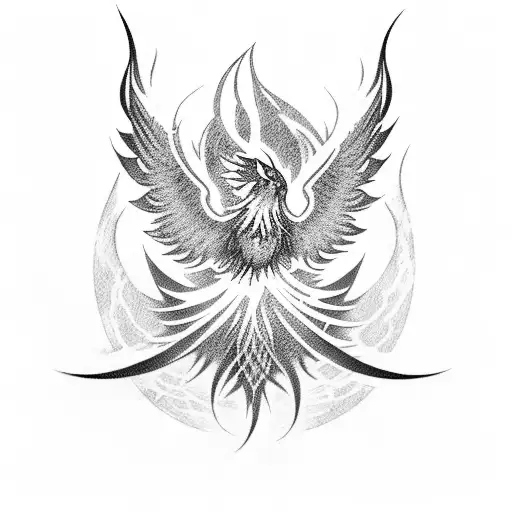 Sleeve phoenix with smoke and other things tattoo design idea