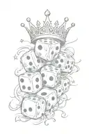 dice crown music notes tattoo design idea