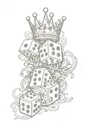dice crown music notes tattoo design idea