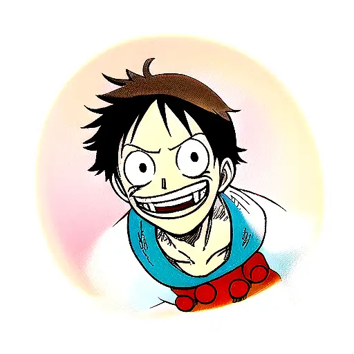 Luffy Grinning Colored tattoo design idea