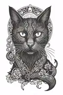 a mystic black cat tattoo design idea