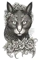a mystic black cat tattoo design idea